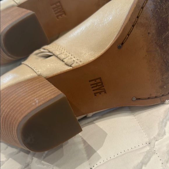 Frye Cream Ankle Booties with Stacked Heel - Picture 5 of 7